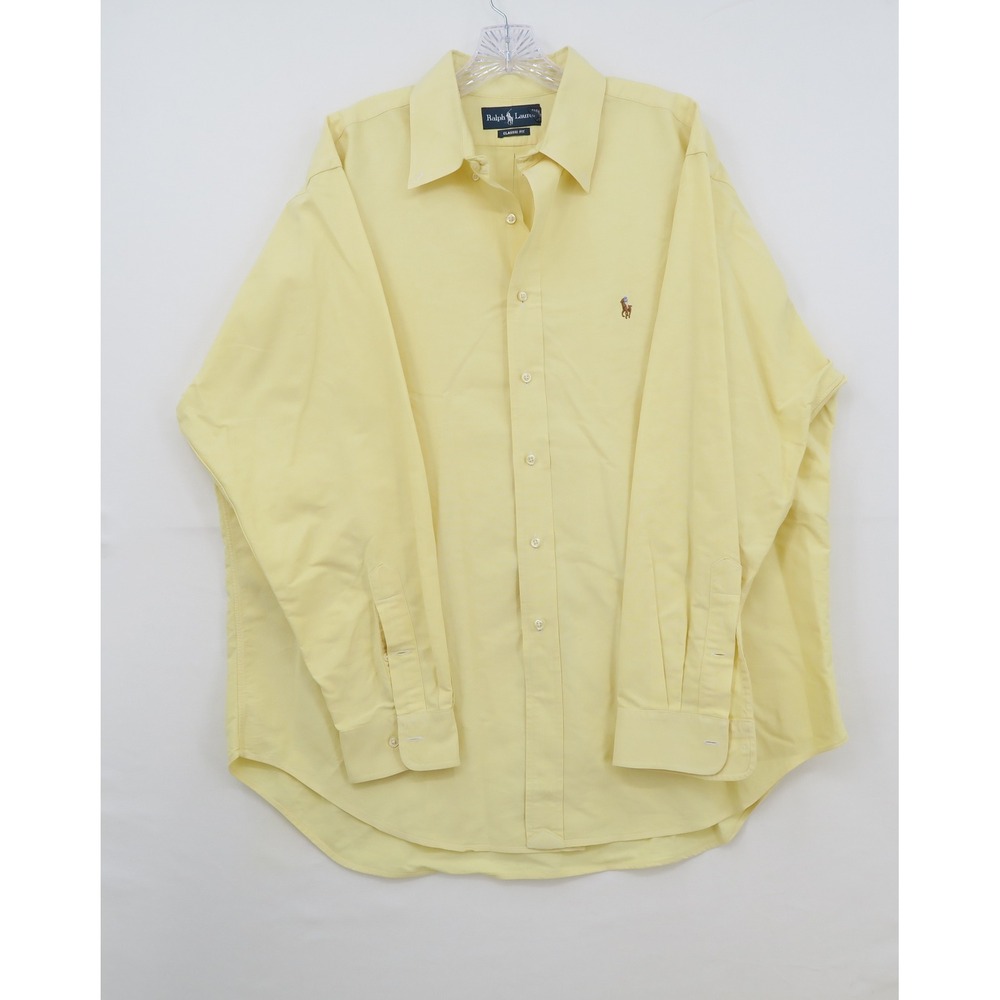 Ralph Lauren Mens Classic Fit Yellow Oxford Button Down Shirt 17.5 34/35